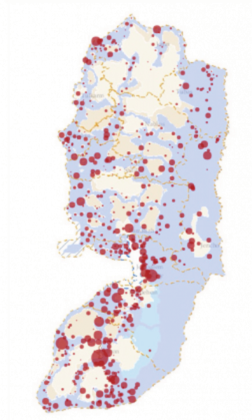 14,087 Demolition Orders against Palestinian Structures, Area C, 1988-2014. Credit: The Oakland Institute